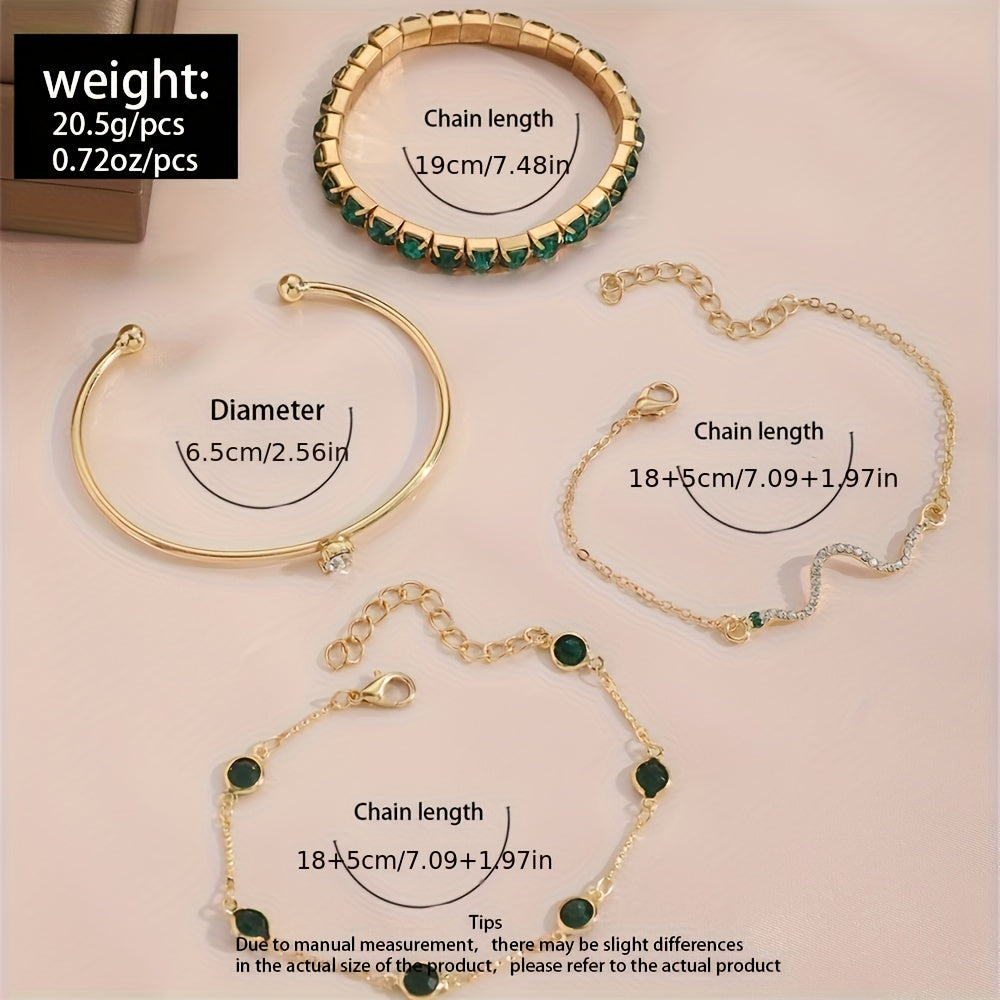 Set of Rhinestone and Glitter Bracelets 4 pieces