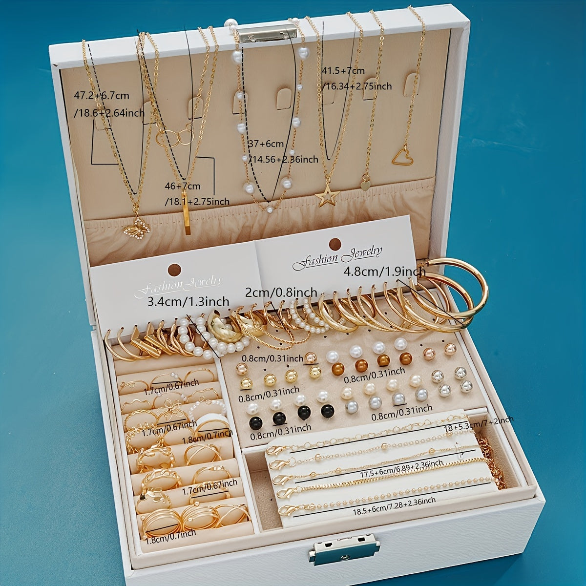 56-piece set - Stylish Necklaces, Earrings and Rings for Daily Glamor