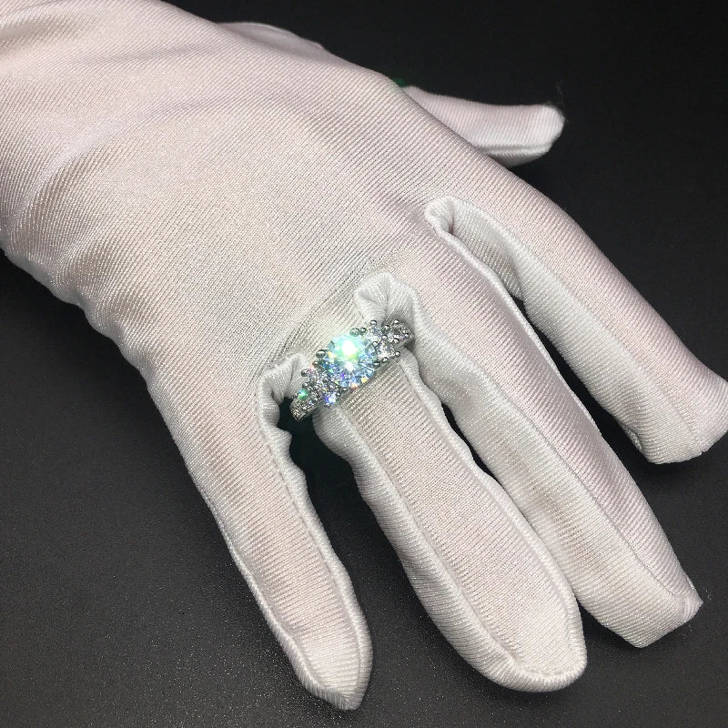 ANEL NOIVADO FEMININO PRATA + ZIRCONIA