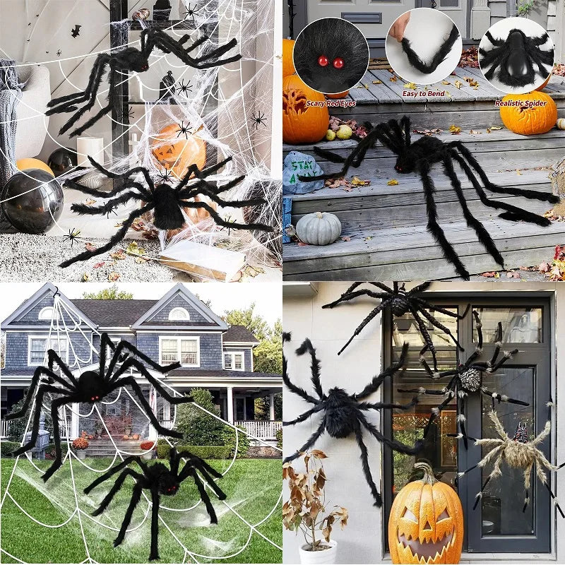 Giant Black Spider Halloween Decoration – Outdoor Scary Prop for Yard, Porch & Haunted House