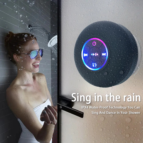 Waterproof Bluetooth Shower Speaker – LED Light - Strong Suction Cup - Stereo Sound