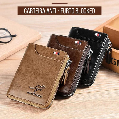 Carteira Masculina Antifurto de Couro – Blocked