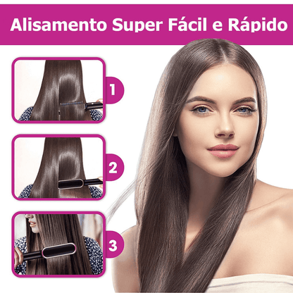 Escova Alisadora 5 em 1 Original Zafit Hair - Alisa, Seca, Hidrata, Modela e Anti-Frizz