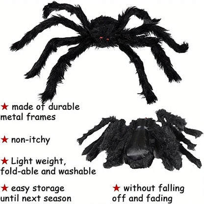 Giant Black Spider Halloween Decoration – Outdoor Scary Prop for Yard, Porch & Haunted House