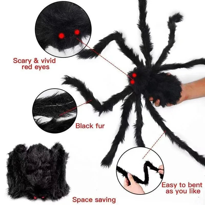 Giant Black Spider Halloween Decoration – Outdoor Scary Prop for Yard, Porch & Haunted House
