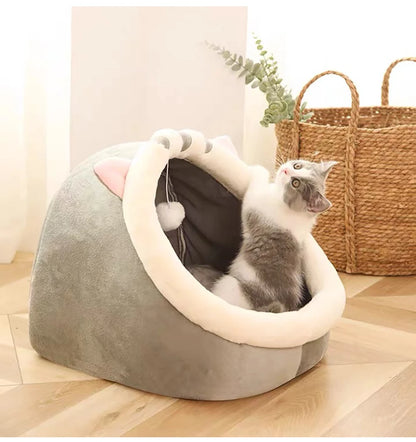 Cozy Cat Cave Bed with Removable Cushion