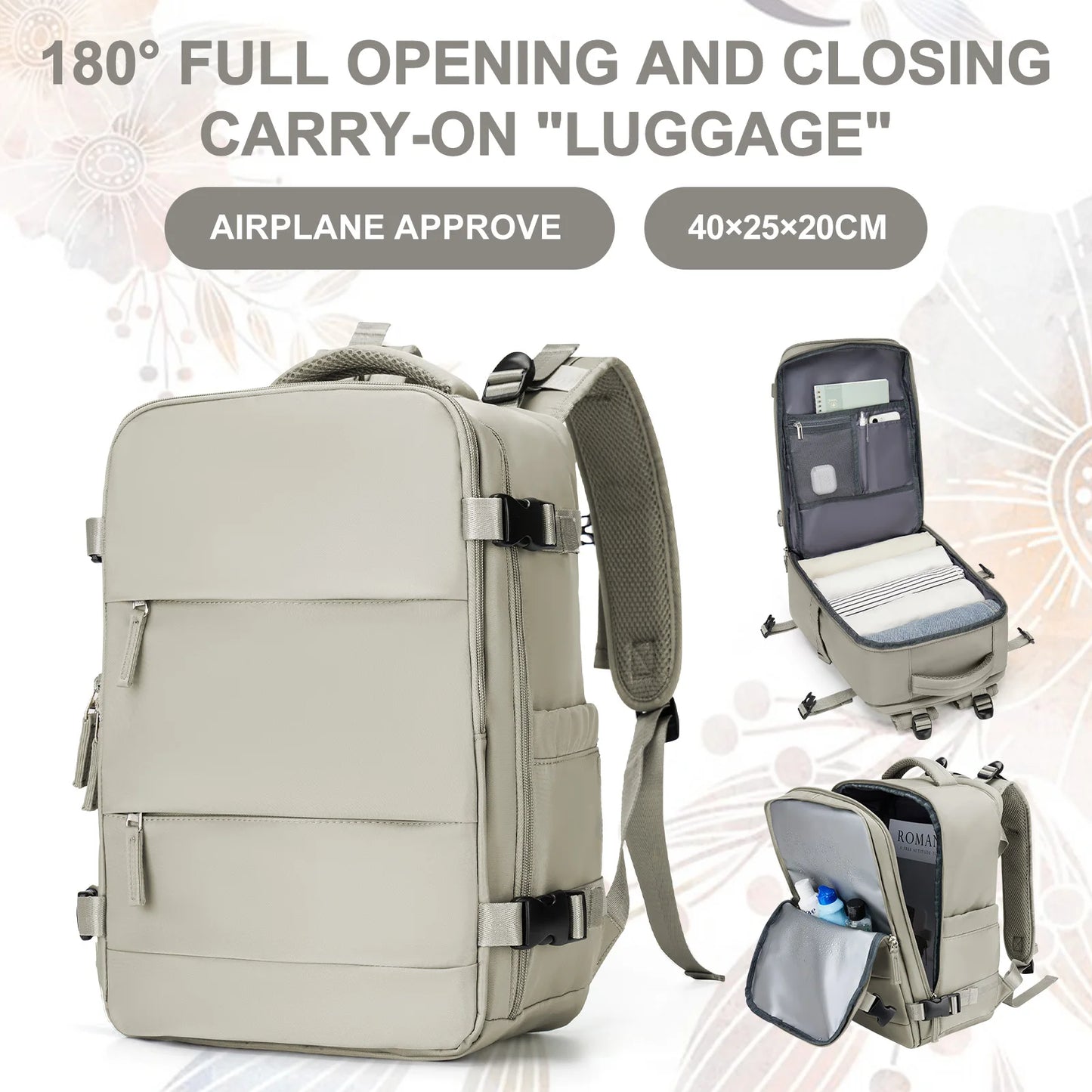 Backpack Ryanair 40x20x25,Vacuum Packaged Travel Backpack Short-Trip Rucksack