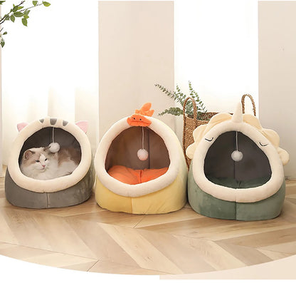 Cozy Cat Cave Bed with Removable Cushion