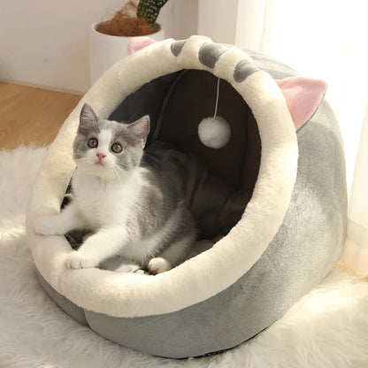 Cozy Cat Cave Bed with Removable Cushion