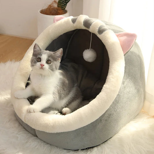 Cozy Cat Cave Bed with Removable Cushion