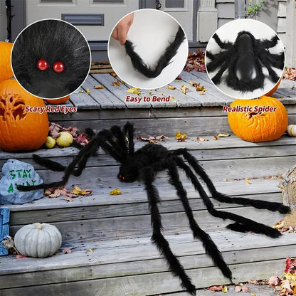 Giant Black Spider Halloween Decoration – Outdoor Scary Prop for Yard, Porch & Haunted House