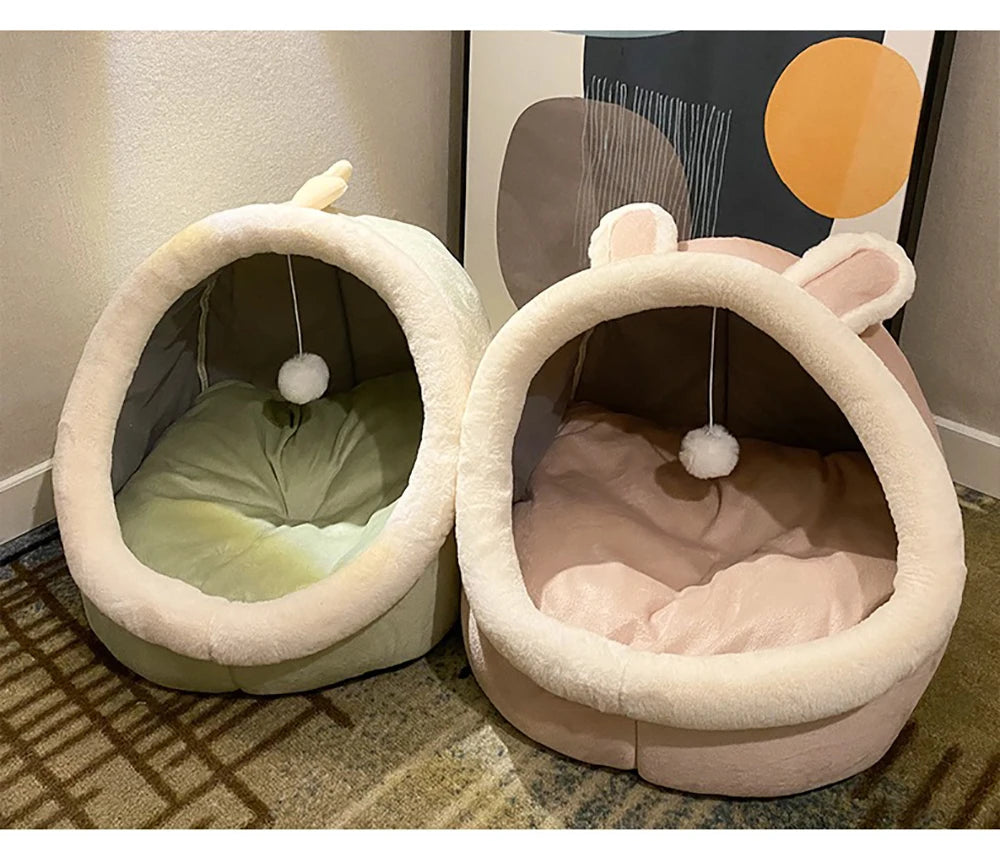 Cozy Cat Cave Bed with Removable Cushion