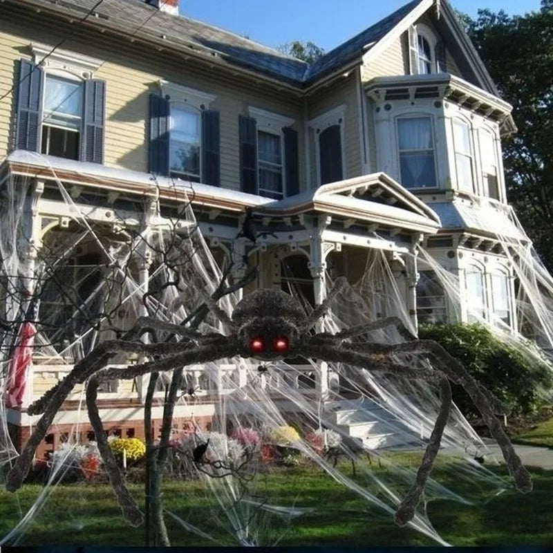 Giant Black Spider Halloween Decoration – Outdoor Scary Prop for Yard, Porch & Haunted House
