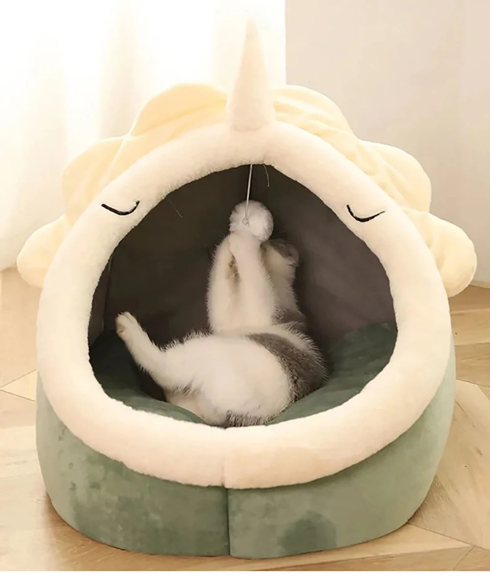 Cozy Cat Cave Bed with Removable Cushion