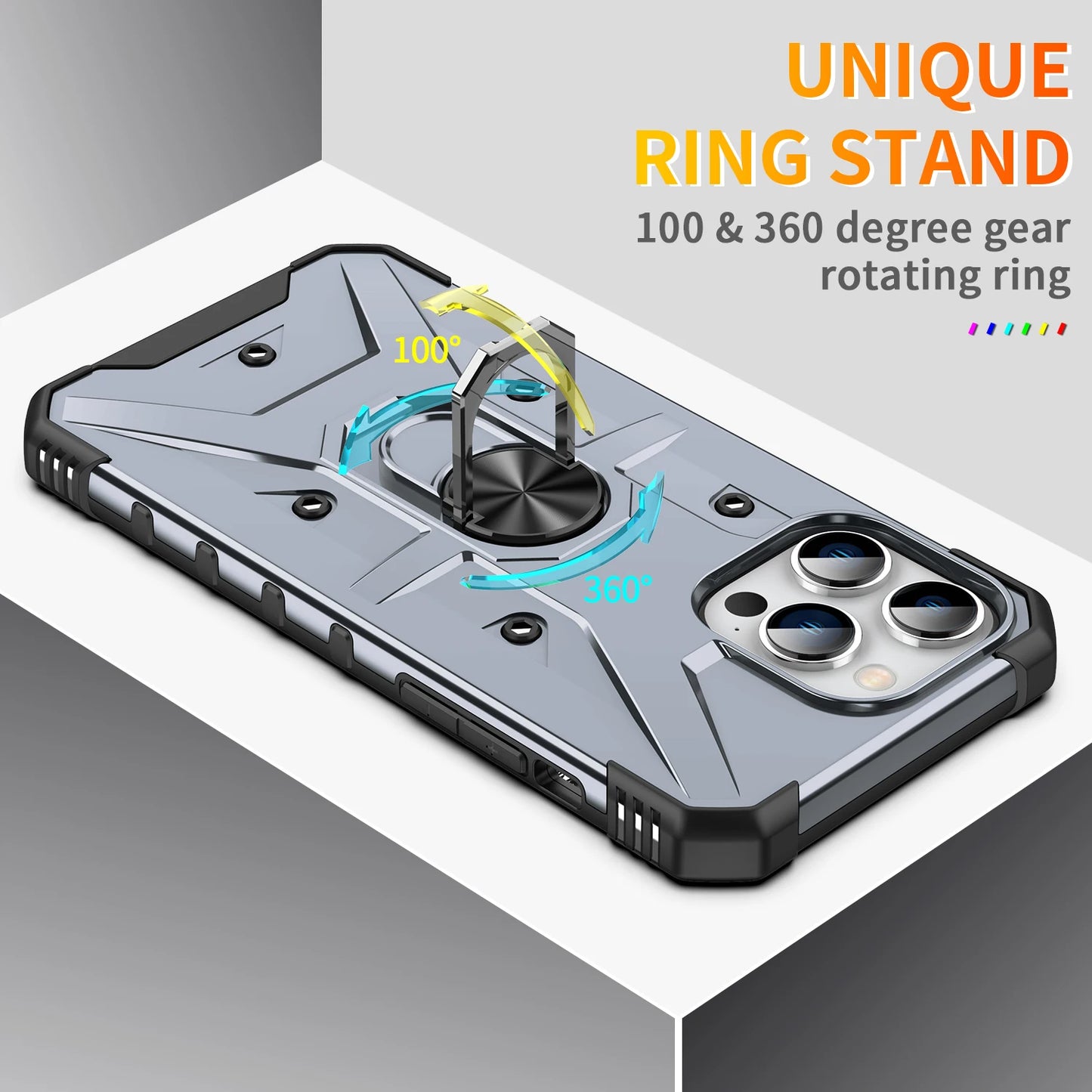 iPhone case with support ring. All in Metal.