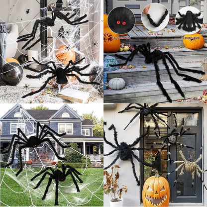 Giant Black Spider Halloween Decoration – Outdoor Scary Prop for Yard, Porch & Haunted House