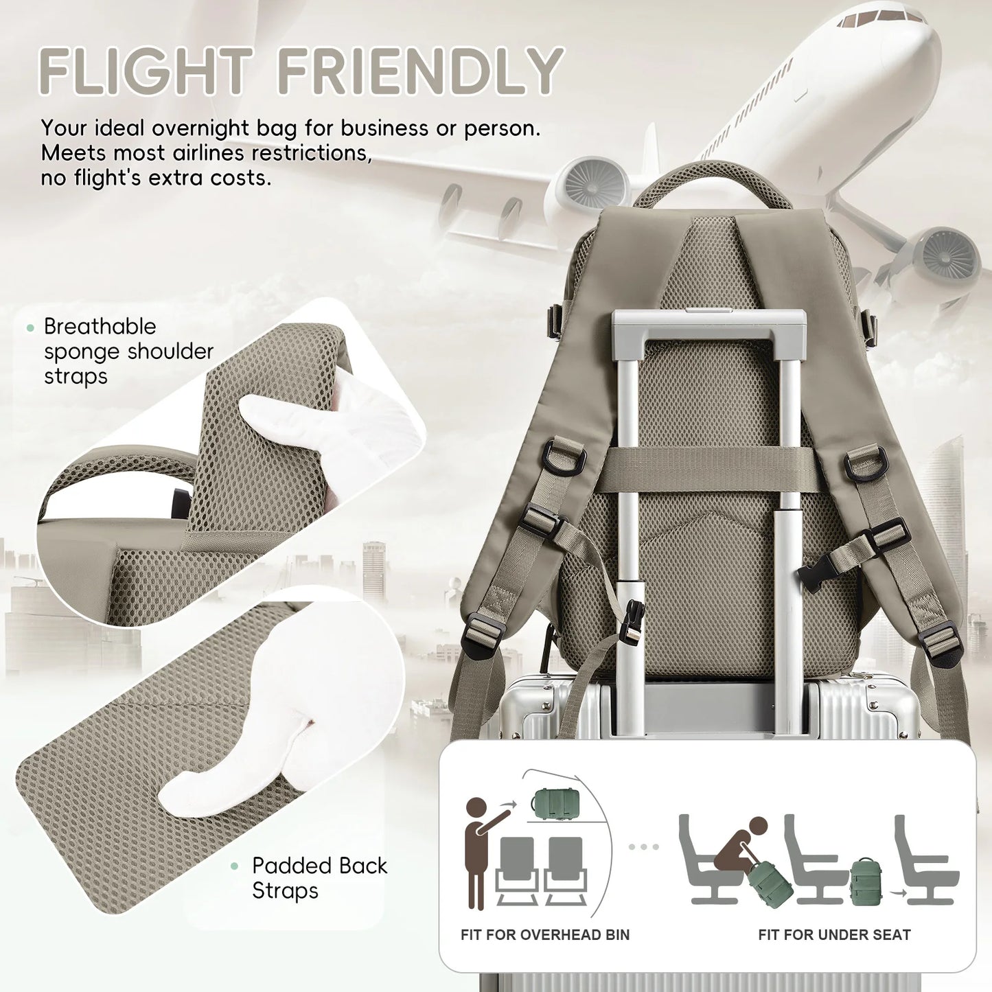 Backpack Ryanair 40x20x25,Vacuum Packaged Travel Backpack Short-Trip Rucksack