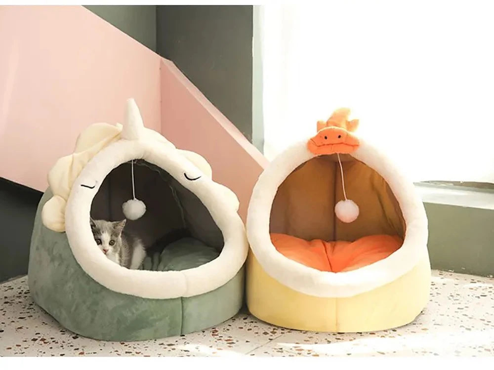 Cozy Cat Cave Bed with Removable Cushion