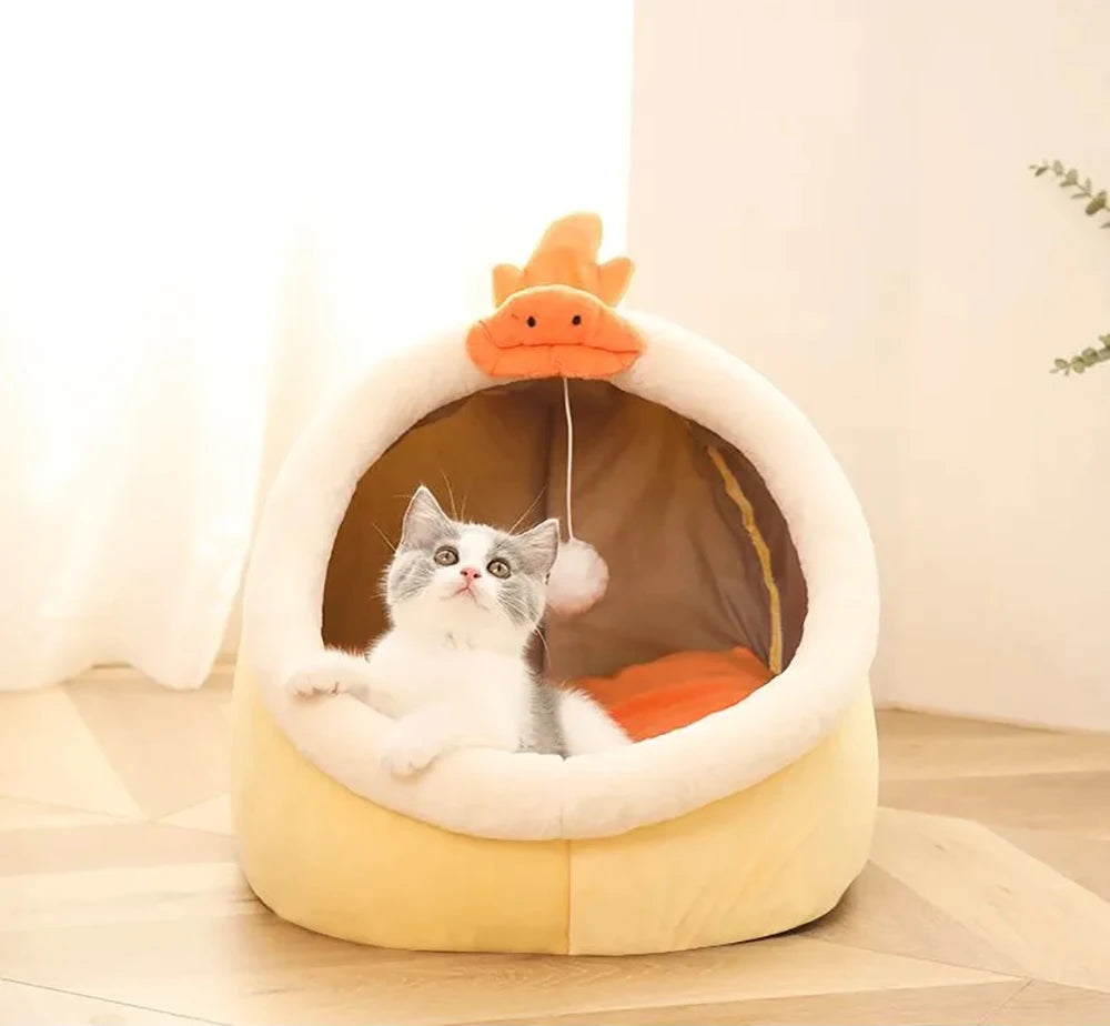 Cozy Cat Cave Bed with Removable Cushion