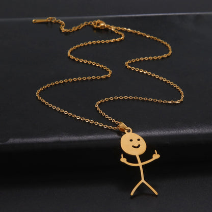 Corrente Longa da Moda com Desenho de Dedo Médio Stickman