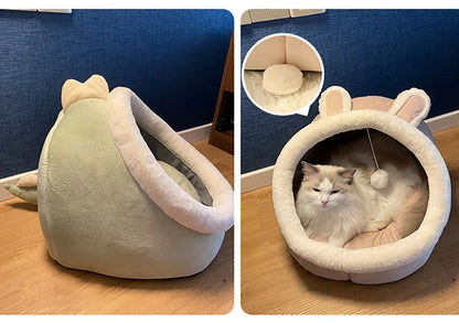 Cozy Cat Cave Bed with Removable Cushion