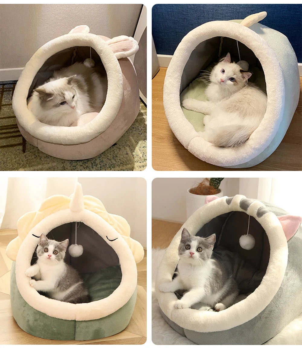 Cozy Cat Cave Bed with Removable Cushion