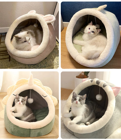 Cozy Cat Cave Bed with Removable Cushion