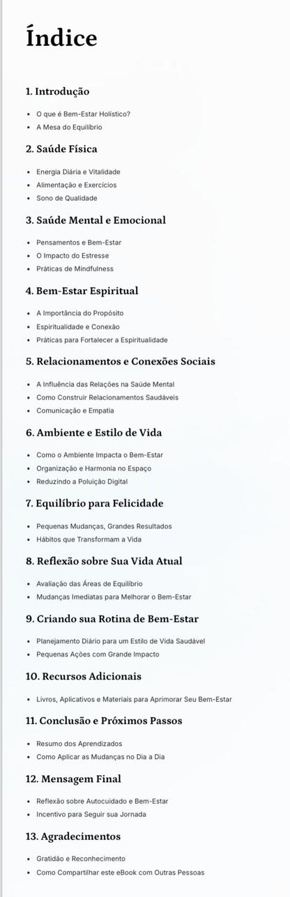 eBook Bem Estar Holístico - Um Guia Para Equilíbrio e Transformação