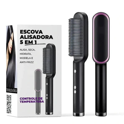 Escova Alisadora 5 em 1 Original Zafit Hair - Alisa, Seca, Hidrata, Modela e Anti-Frizz