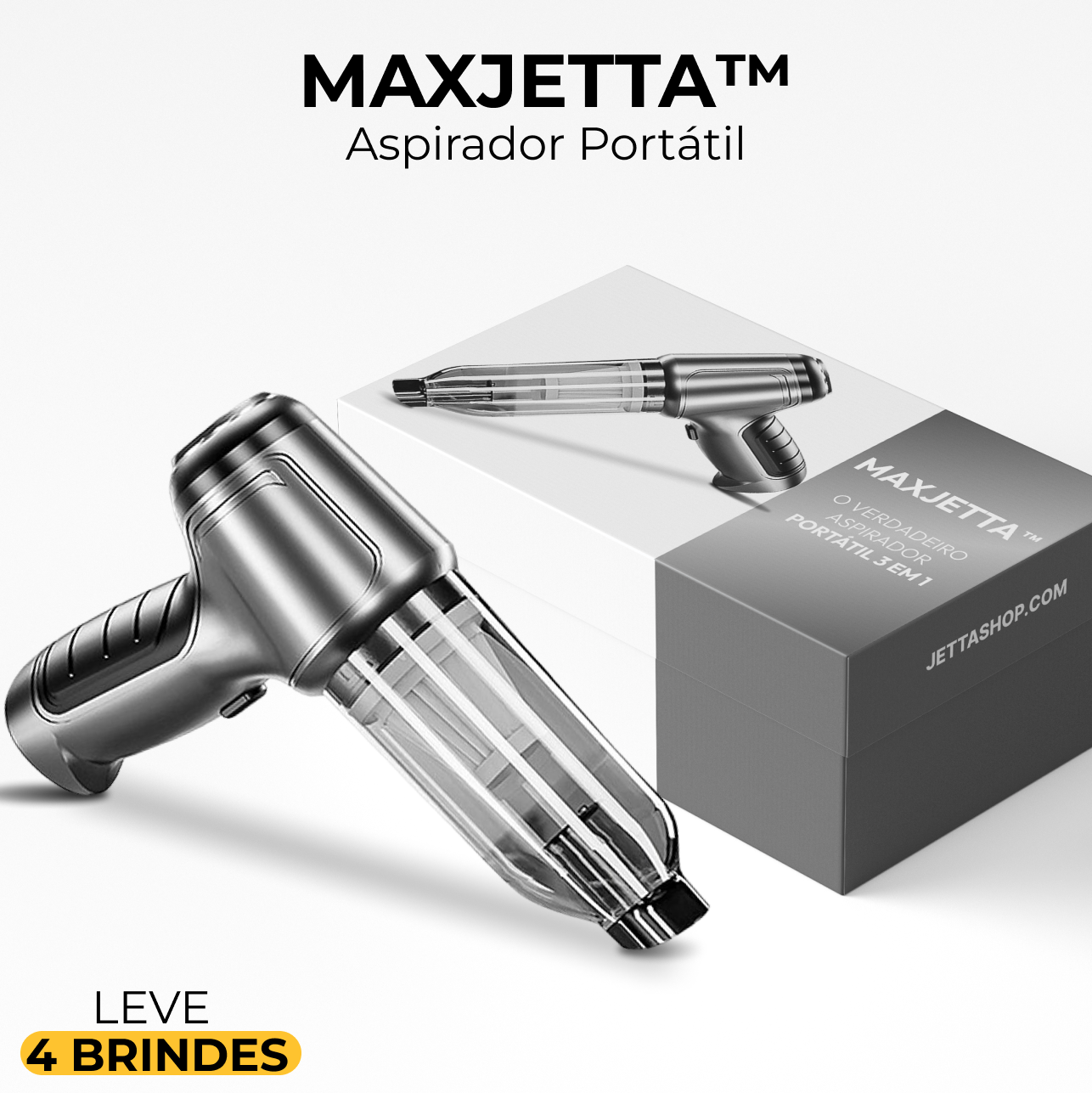 Aspirador Portátil MaxJetta™️ + 4 ACESSÓRIOS EXCLUSIVOS - (BRINDE EXCLUSIVO + FRETE GRÁTIS ATÉ 23:59)