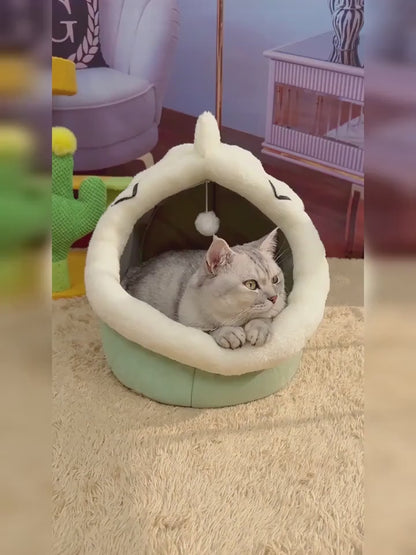 Cozy Cat Cave Bed with Removable Cushion