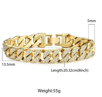 Pulseira cubana Miami Gold Curb