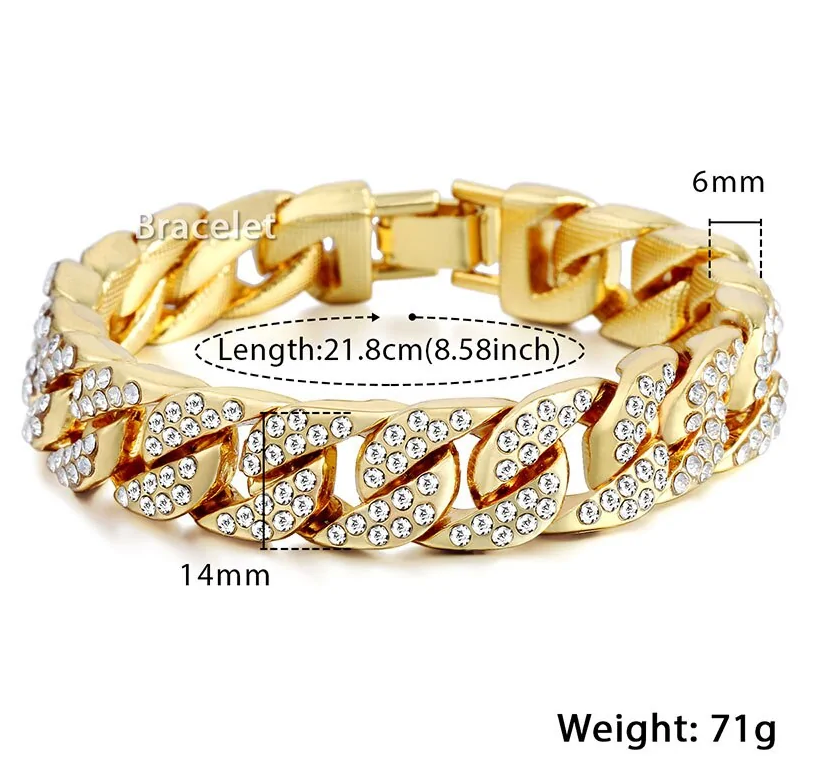 Pulseira cubana Miami Gold Curb
